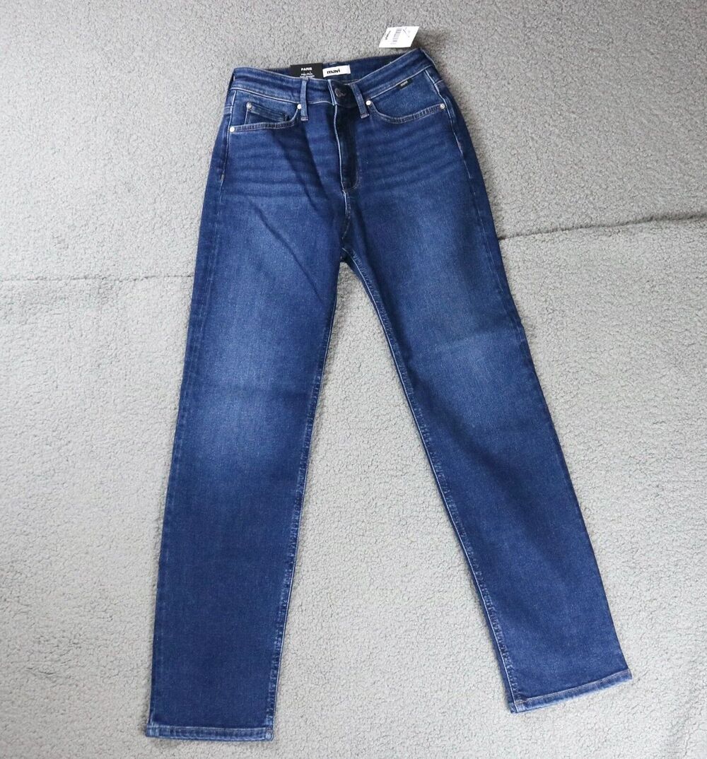 New Mavi Jeans Womens 27 Paris Denim High Rise Slim Straight Flex Blue All Blue